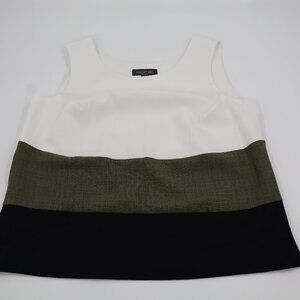 Perceptions Woman Sleeveless Colorblock Blouse White Olive Black Plus Size‎ 16W